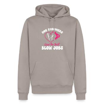 Dog Salon Dogs Hairdresser - Men’s Premium Organic Hoodie - taupe - Front - Nico (187cm)