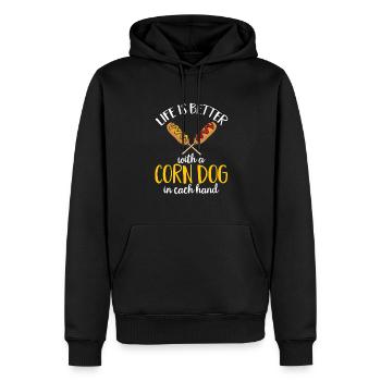 Corn Dog Corndog - Men’s Premium Organic Hoodie - black - Front - Nico (187cm)