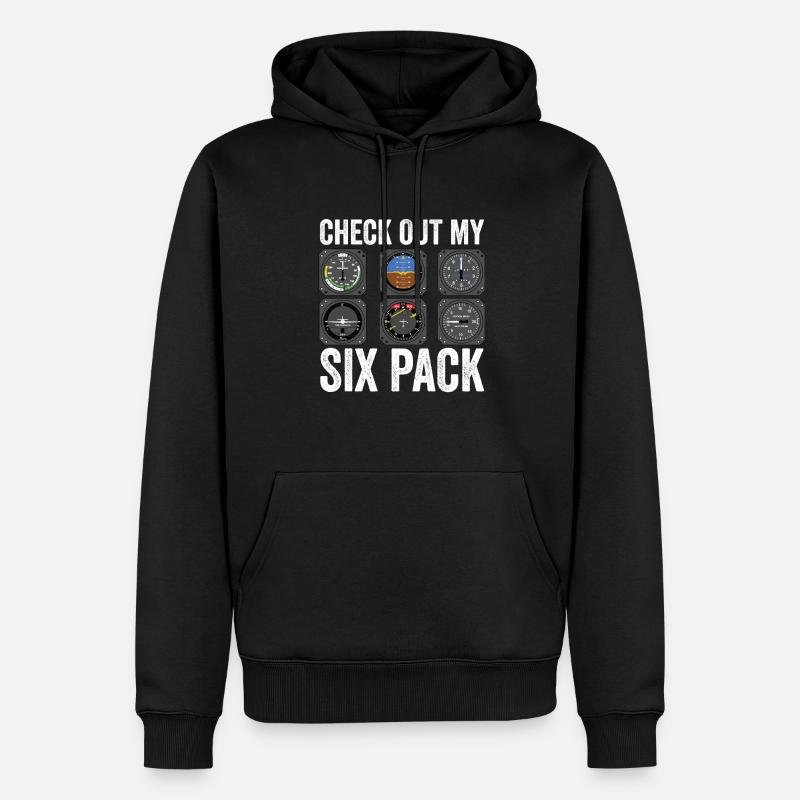 Funny Pilot Six Pack Aviation Flight Simulation - Männer Premium Bio Hoodie - Schwarz
