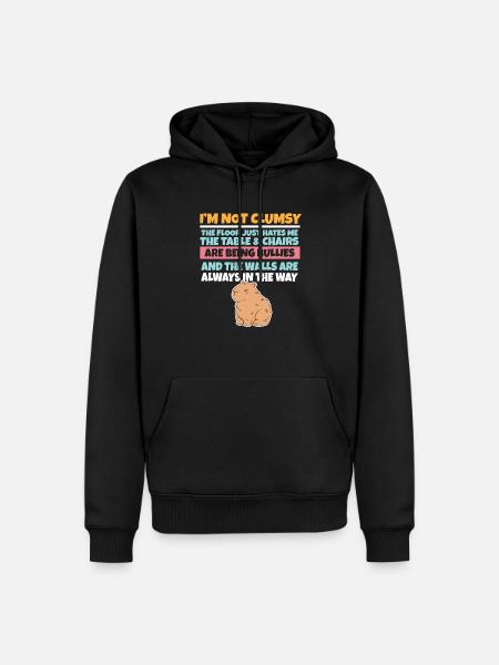 Je ne suis pas maladroit Le sol me déteste Capybara stupide - Sweat à capuche Premium bio Homme - noir