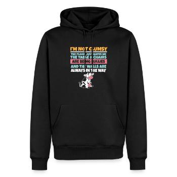 Je ne suis pas maladroit, le sol me déteste, vache stupide - Sweat à capuche Premium bio Homme - noir - Devant - Nico (187cm)