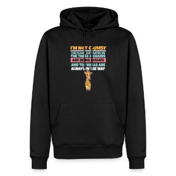 Je ne suis pas maladroit Le sol me déteste Girafe stupide - Sweat à capuche Premium bio Homme - noir - Devant - Nico (187cm)