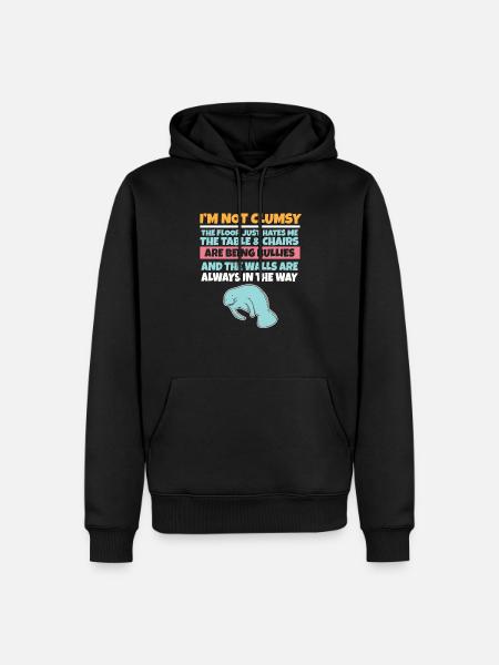 I'm Not Clumsy The Floor Hates Me Foolish Manatee - Männer Premium Bio Hoodie - Schwarz