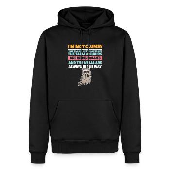 Je ne suis pas maladroit Le sol me déteste raton laveur stupide - Sweat à capuche Premium bio Homme - noir - Devant - Nico (187cm)