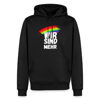 wir sind mehr Demokratie Demo Regenbogen - Männer Premium Bio Hoodie - Schwarz - Vorne - Nico (187cm)