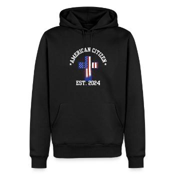 American Citizen Est 2024 US Flag Naturalized - Men’s Premium Organic Hoodie - black - Front - Nico (187cm)