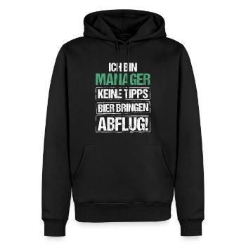 Je suis un manager - apportez de la bière et partez - Sweat à capuche Premium bio Homme - noir - Devant - Nico (187cm)