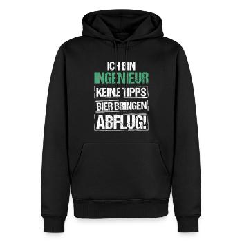 I'm an engineer - bring beer and take off - Men’s Premium Organic Hoodie - black - Front - Nico (187cm)