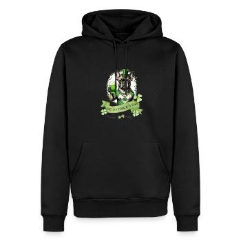Bouledogue français de la Saint-Patrick I St. Paddy’s - Sweat à capuche Premium bio Homme - noir - Devant - Nico (187cm)