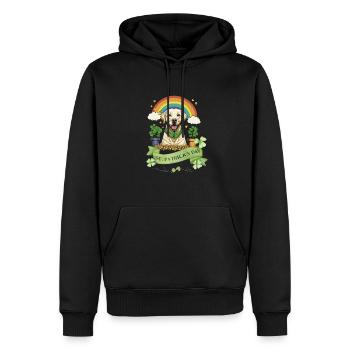 Clover St. Patrick's Day Labrador - Männer Premium Bio Hoodie - Schwarz - Vorne - Nico (187cm)