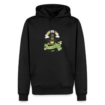 Rainbow Dachshund I Pot of Gold St. Patrick's Day - Männer Premium Bio Hoodie - Schwarz - Vorne - Nico (187cm)
