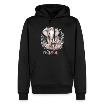 Mama Heart Floral Wreath Elephant Baby Shower - Männer Premium Bio Hoodie - Schwarz - Vorne - Nico (187cm)