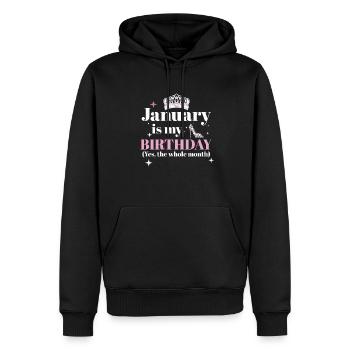 Janvier est mon anniversaire Oui tout le mois né - Sweat à capuche Premium bio Homme - noir - Devant - Nico (187cm)