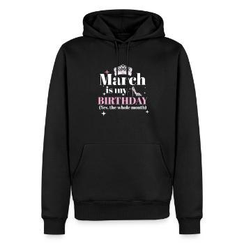 Mars est mon anniversaire Oui Tout le mois né en - Sweat à capuche Premium bio Homme - noir - Devant - Nico (187cm)