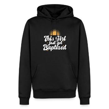 Cette jeune fille vient d’être baptisée religieuse chrétienne - Sweat à capuche Premium bio Homme - noir - Devant - Nico (187cm)
