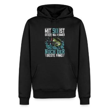 50. Angler Geburtstag Geschenkidee - Männer Premium Bio Hoodie - Schwarz - Vorne - Nico (187cm)