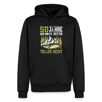Angler 50 Jahre Angel Geschenk zum 50. Geburtstag - Männer Premium Bio Hoodie - Schwarz - Vorne - Nico (187cm)