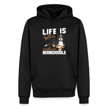 Chien Bernedoodle - Sweat à capuche Premium bio Homme - noir - Devant - Nico (187cm)
