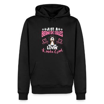 Chien Bernedoodle - Sweat à capuche Premium bio Homme - noir - Devant - Nico (187cm)