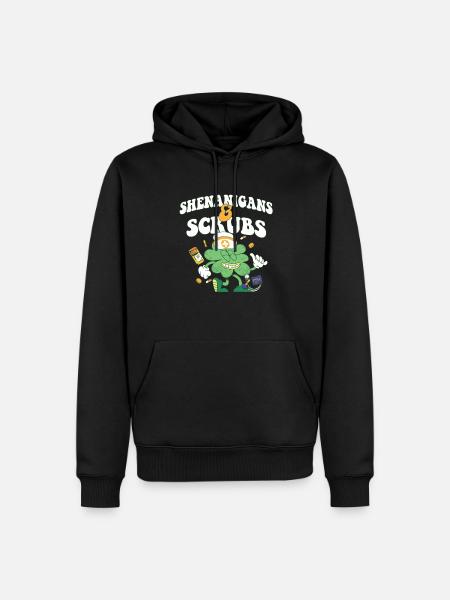 Shenanigans & Scrubs ER Infermiera Medico St. - Felpa con cappuccio ecologica premium da uomo - nero