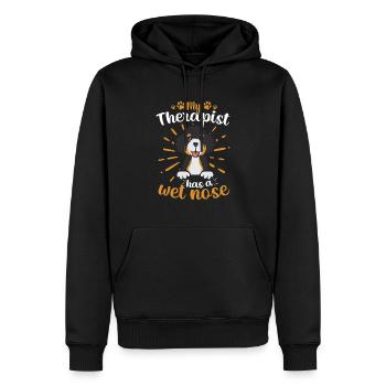 Chien Bernedoodle - Sweat à capuche Premium bio Homme - noir - Devant - Nico (187cm)