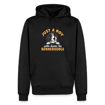 Bernedoodle Hund - Männer Premium Bio Hoodie - Schwarz - Vorne - Nico (187cm)