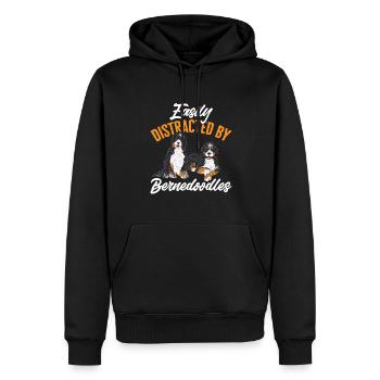 Chien Bernedoodle - Sweat à capuche Premium bio Homme - noir - Devant - Nico (187cm)