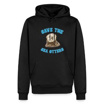 Seeotter - Männer Premium Bio Hoodie - Schwarz - Vorne - Nico (187cm)