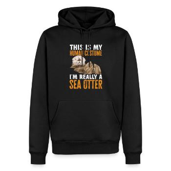 Seeotter - Männer Premium Bio Hoodie - Schwarz - Vorne - Nico (187cm)