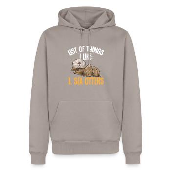 Seeotter - Männer Premium Bio Hoodie - Taupe - Vorne - Nico (187cm)