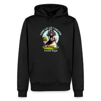 Dackel Hund Golfer - Golf spielender Dackel - Männer Premium Bio Hoodie - Schwarz - Vorne - Nico (187cm)