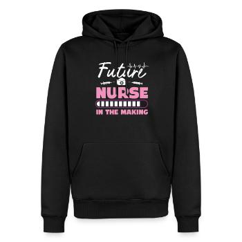 Nurse Student loading nursing school supplies - Men’s Premium Organic Hoodie - black - Front - Nico (187cm)