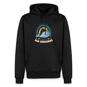 Narwal Einhornwal - Männer Premium Bio Hoodie - Schwarz - Vorne - Nico (187cm)