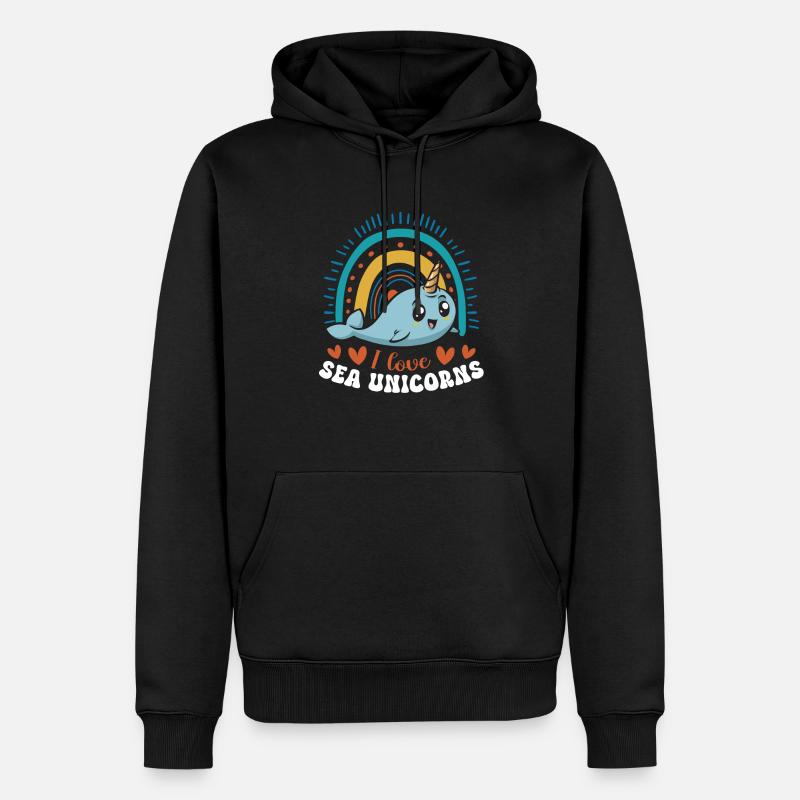 Narwal Einhornwal - Männer Premium Bio Hoodie - Schwarz