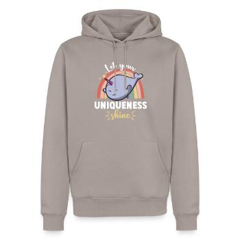 Narval Licorne Baleine - Sweat à capuche Premium bio Homme - taupe - Devant - Nico (187cm)