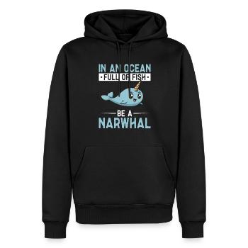 Narwal Einhornwal - Männer Premium Bio Hoodie - Schwarz - Vorne - Nico (187cm)