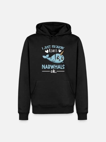 Narwal Einhornwal - Männer Premium Bio Hoodie - Schwarz