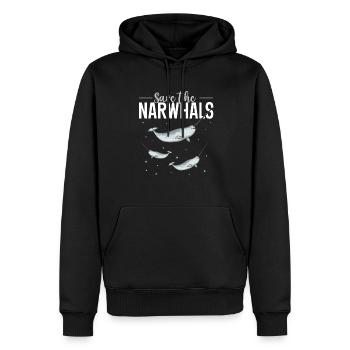 Narwal Einhornwal - Männer Premium Bio Hoodie - Schwarz - Vorne - Nico (187cm)