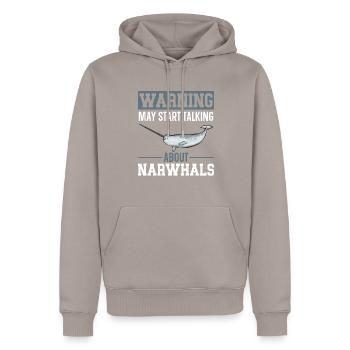 Narval Licorne Baleine - Sweat à capuche Premium bio Homme - taupe - Devant - Nico (187cm)