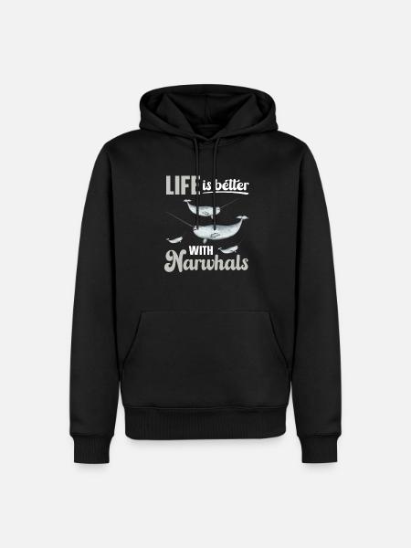 Narwal Einhornwal - Männer Premium Bio Hoodie - Schwarz