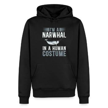 Narwal Einhornwal - Männer Premium Bio Hoodie - Schwarz - Vorne - Nico (187cm)