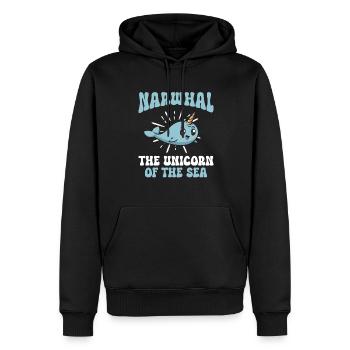 Narval Licorne Baleine - Sweat à capuche Premium bio Homme - noir - Devant - Nico (187cm)