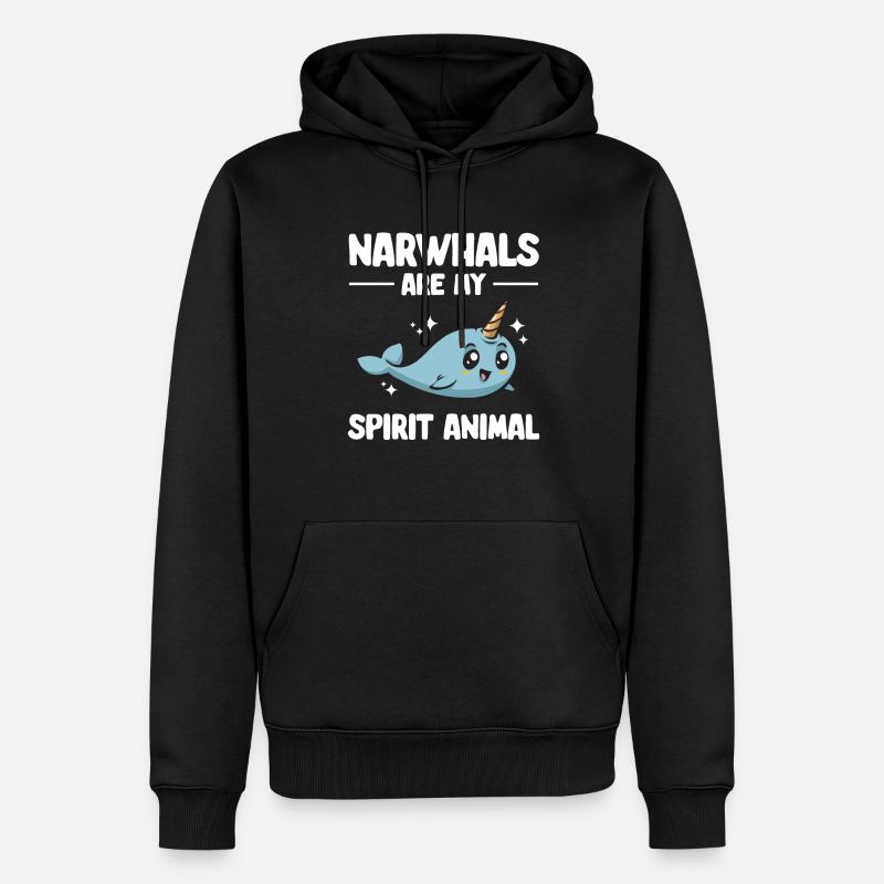 Narwal Einhornwal - Männer Premium Bio Hoodie - Schwarz