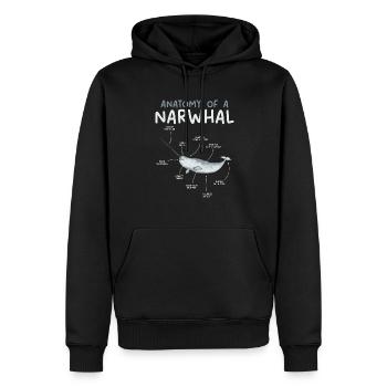 Narwal Einhornwal - Männer Premium Bio Hoodie - Schwarz - Vorne - Nico (187cm)