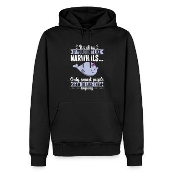 Narwal Einhornwal - Männer Premium Bio Hoodie - Schwarz - Vorne - Nico (187cm)
