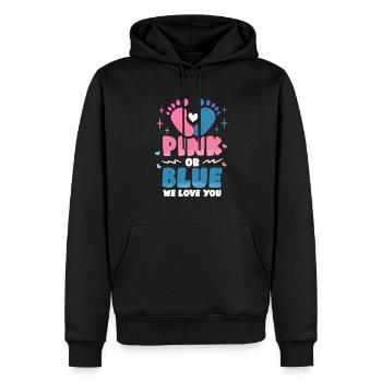 Annonce de naissance sexe révéler fête de bébé - Sweat à capuche Premium bio Homme - noir - Devant - Nico (187cm)