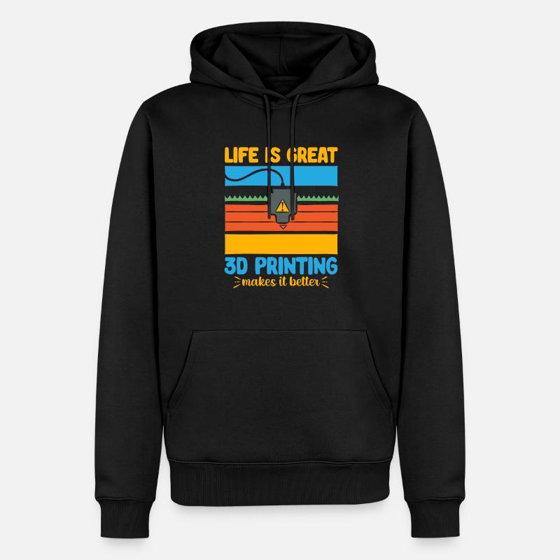 3D Drucker 3D Druck - Männer Premium Bio Hoodie - Schwarz