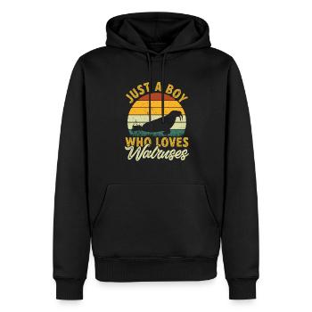 Walross - Männer Premium Bio Hoodie - Schwarz - Vorne - Nico (187cm)