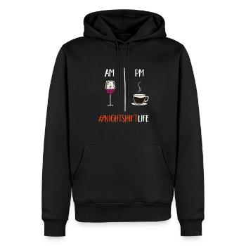 Night Shift Nurse - Men’s Premium Organic Hoodie - black - Front - Nico (187cm)