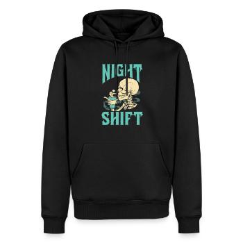 Night Shift Nurse - Men’s Premium Organic Hoodie - black - Front - Nico (187cm)
